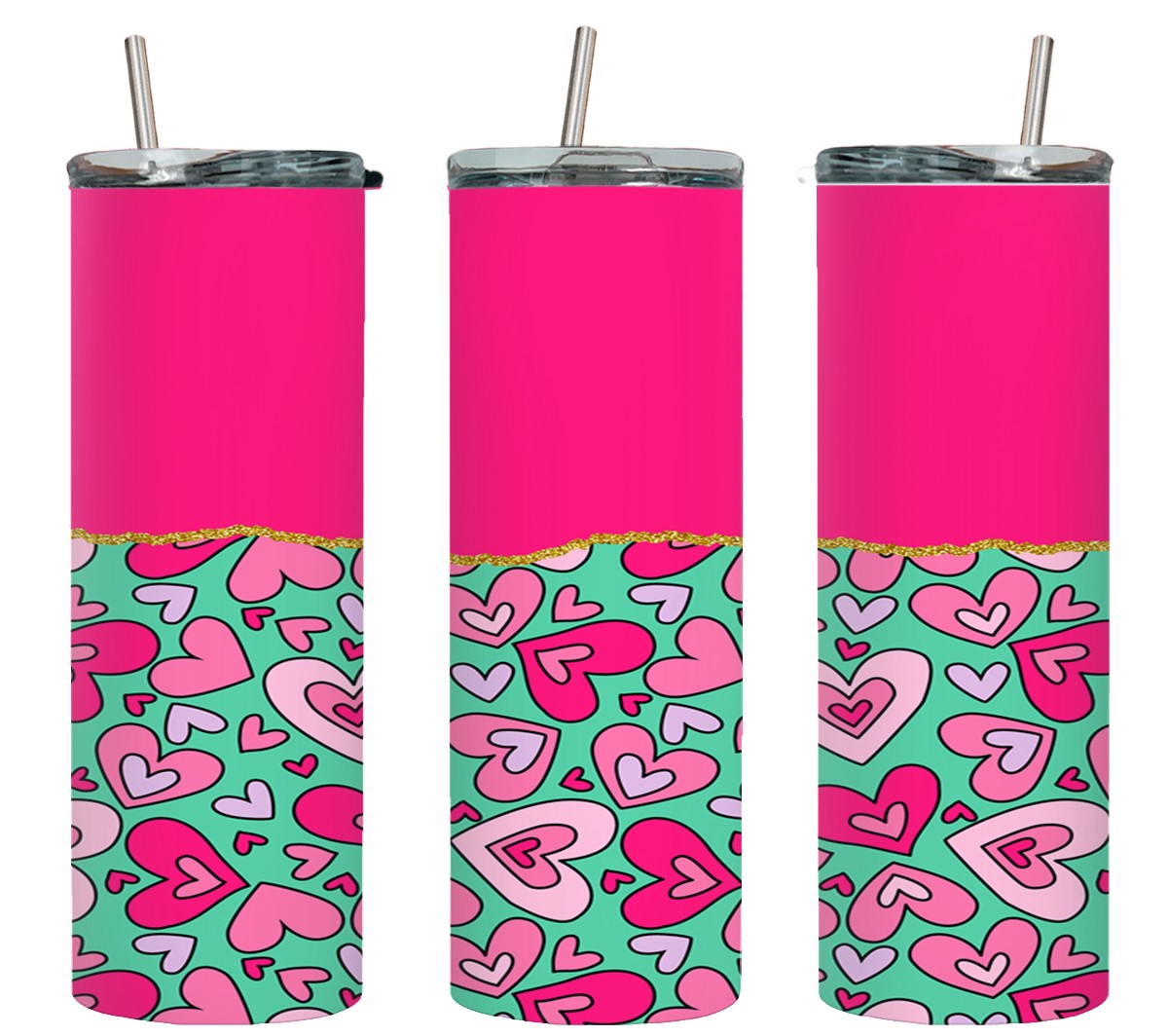 Pink Hearts Teal-10596